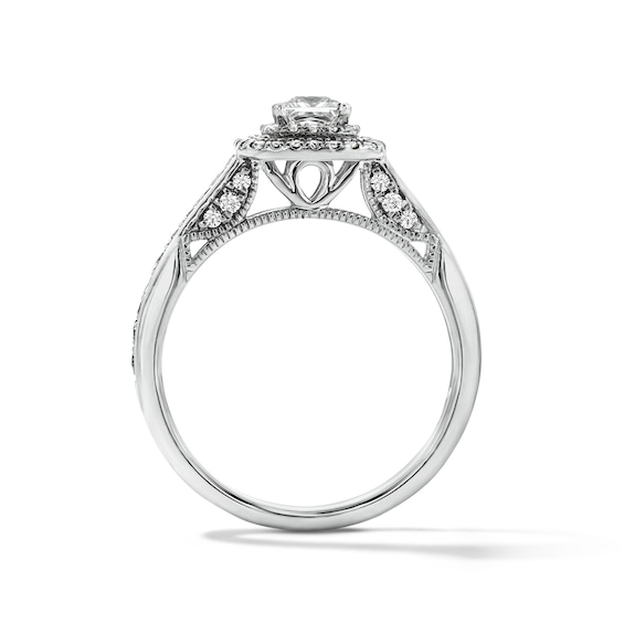 3/4 CT. T.w. Princess-Cut Lab-Grown Diamond Double Frame Engagement Ring in Sterling Silver (F/Vs2)