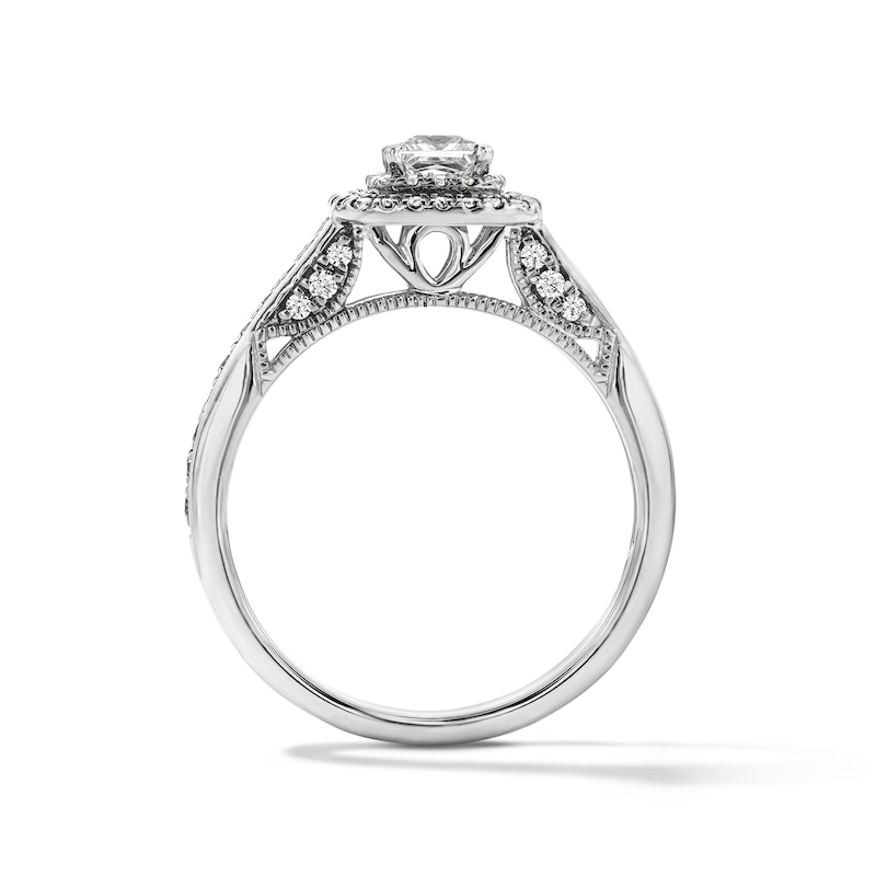 Main Image 3 of 3/4 CT. T.W. Princess-Cut Lab-Grown Diamond Double Frame Engagement Ring in Sterling Silver (F/VS2)