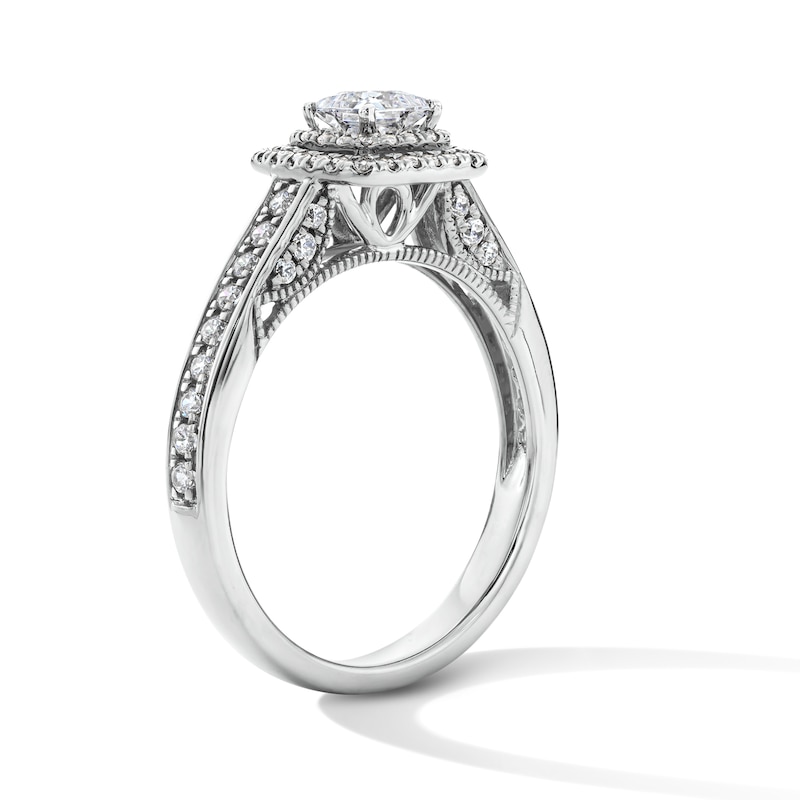Main Image 5 of 3/4 CT. T.W. Princess-Cut Lab-Grown Diamond Double Frame Engagement Ring in Sterling Silver (F/VS2)