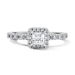 3/4 CT. T.W. Princess-Cut Lab-Grown Diamond Frame Engagement Ring in Sterling Silver (F/VS2)