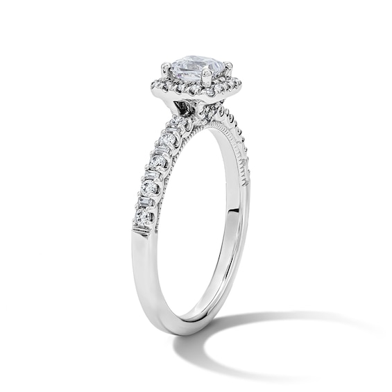 3/4 CT. T.w. Princess-Cut Lab-Grown Diamond Frame Engagement Ring in Sterling Silver (F/Vs2)