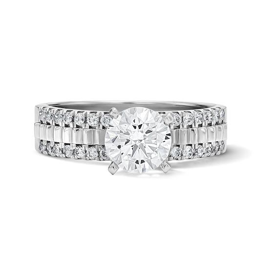 1 1/3 CT. T.w. Round Lab-Grown Diamond Engagement Ring in Sterling Silver (F/Vs2)