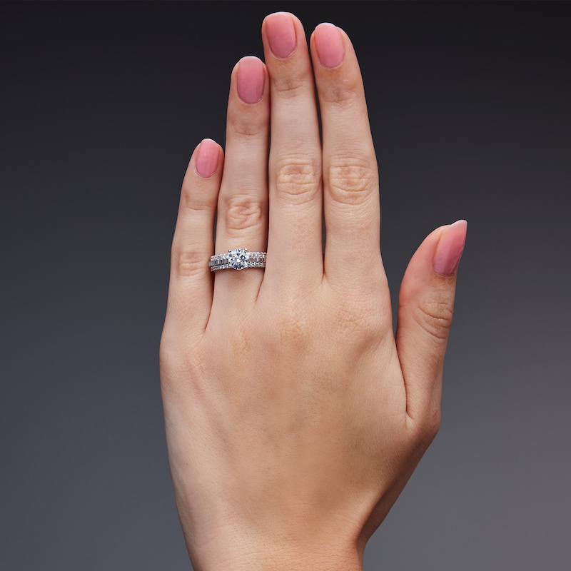 Main Image 2 of 1 1/3 CT. T.W. Round Lab-Grown Diamond Engagement Ring in Sterling Silver (F/VS2)