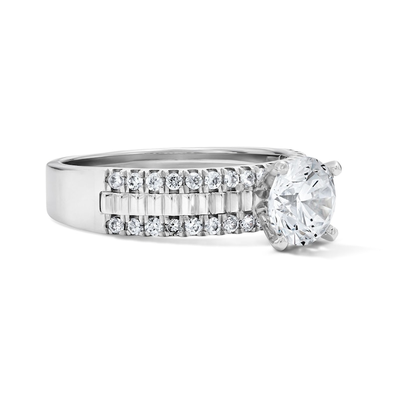 Main Image 4 of 1 1/3 CT. T.W. Round Lab-Grown Diamond Engagement Ring in Sterling Silver (F/VS2)
