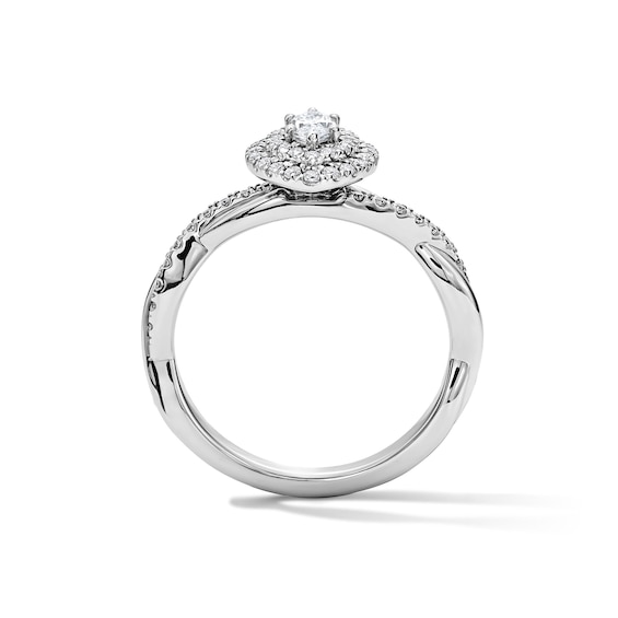 1/2 CT. T.w. Marquise-Cut Lab-Grown Diamond Frame Twist Shank Engagement Ring in Sterling Silver (F/Vs2)