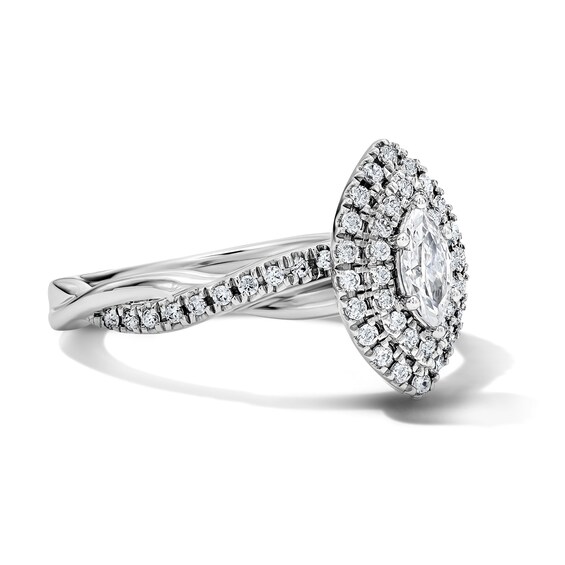 1/2 CT. T.w. Marquise-Cut Lab-Grown Diamond Frame Twist Shank Engagement Ring in Sterling Silver (F/Vs2)