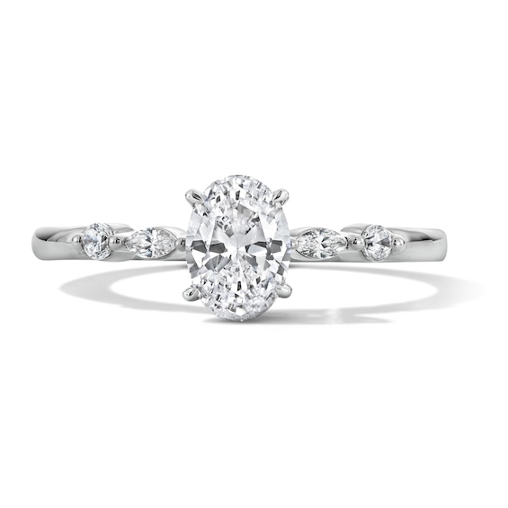 1 CT. T.w. Oval Lab-Grown Diamond Engagement Ring in Sterling Silver (F/Vs2)