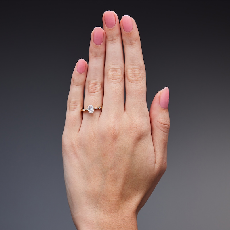 Main Image 2 of 1 CT. T.W. Oval Lab-Grown Diamond Engagement Ring in Sterling Silver (F/VS2)