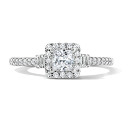 3/4 CT. T.W. Princess-Cut Lab-Grown Diamond Frame Engagement Ring in Sterling Silver
