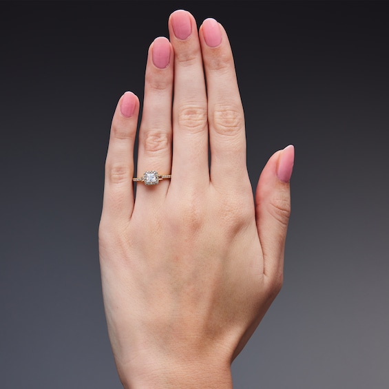 3/4 CT. T.w. Princess-Cut Lab-Grown Diamond Frame Engagement Ring in Sterling Silver