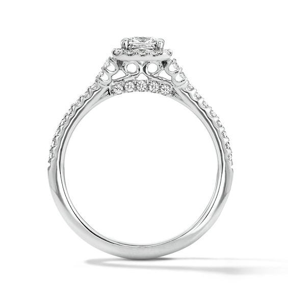 3/4 CT. T.w. Princess-Cut Lab-Grown Diamond Frame Engagement Ring in Sterling Silver