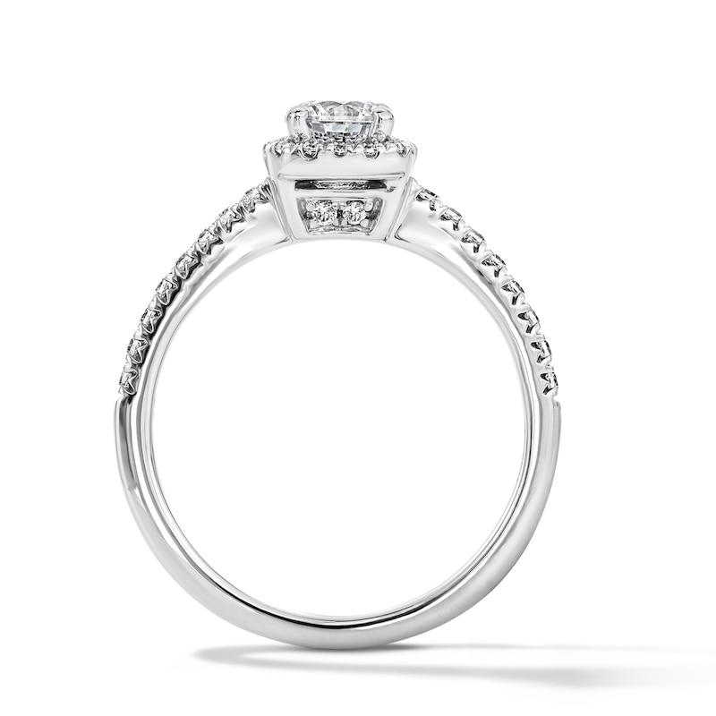 Main Image 3 of 3/4 CT. T.W. Round Lab-Grown Diamond Cushion Frame Ring in Sterling Silver (F/VS2)
