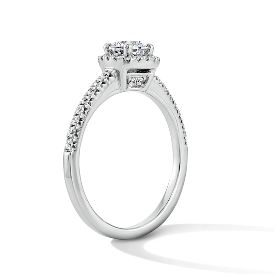 3/4 CT. T.w. Round Lab-Grown Diamond Cushion Frame Ring in Sterling Silver (F/Vs2)