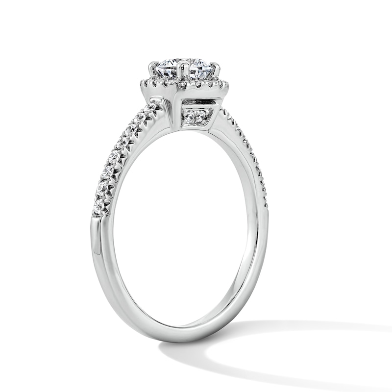 Main Image 5 of 3/4 CT. T.W. Round Lab-Grown Diamond Cushion Frame Ring in Sterling Silver (F/VS2)