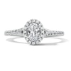 Thumbnail Image 1 of 3/4 CT. T.W. Oval Lab-Grown Diamond Frame Engagement Ring in Sterling Silver (F/VS2)