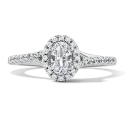 3/4 CT. T.W. Oval Lab-Grown Diamond Frame Engagement Ring in Sterling Silver (F/VS2)