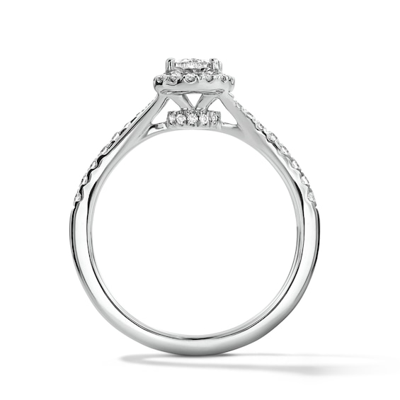 3/4 CT. T.w. Oval Lab-Grown Diamond Frame Engagement Ring in Sterling Silver (F/Vs2)
