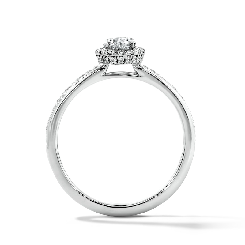 Main Image 3 of 3/4 CT. T.W. Round Lab-Grown Diamond Frame Engagement Ring in Sterling Silver (F/VS2)