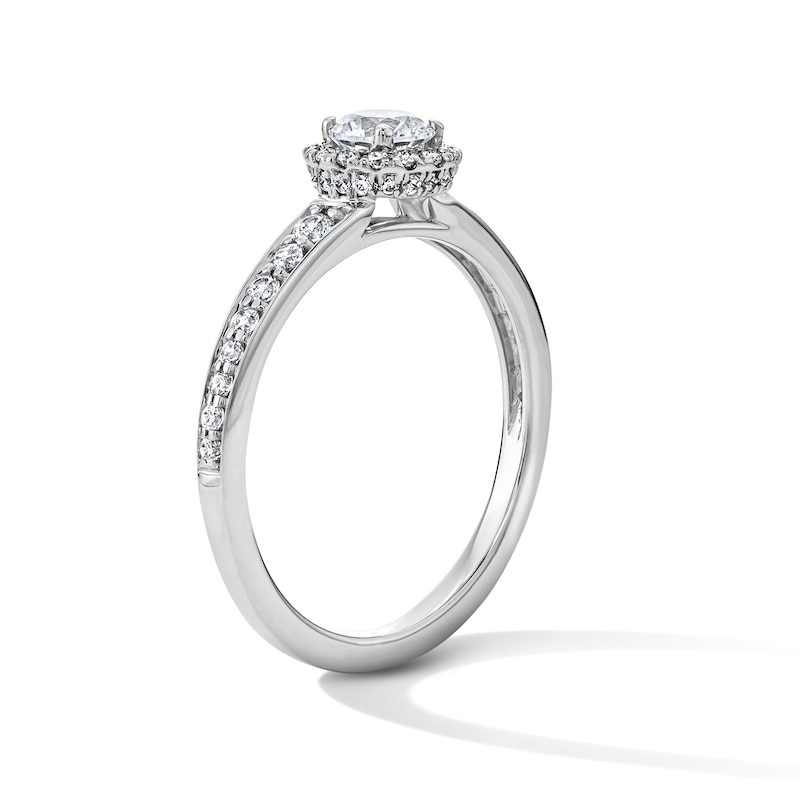 Main Image 5 of 3/4 CT. T.W. Round Lab-Grown Diamond Frame Engagement Ring in Sterling Silver (F/VS2)