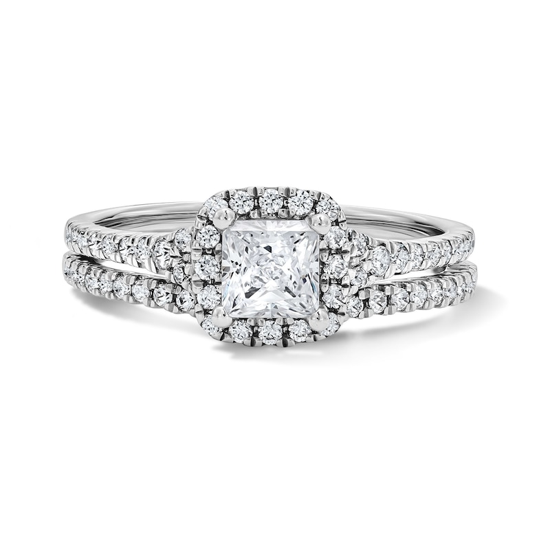 Main Image 1 of 1 CT. T.W. Princess-Cut Lab-Grown Diamond Frame Bridal Set in Sterling Silver