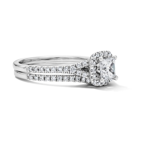 1 CT. T.w. Princess-Cut Lab-Grown Diamond Frame Bridal Set in Sterling Silver