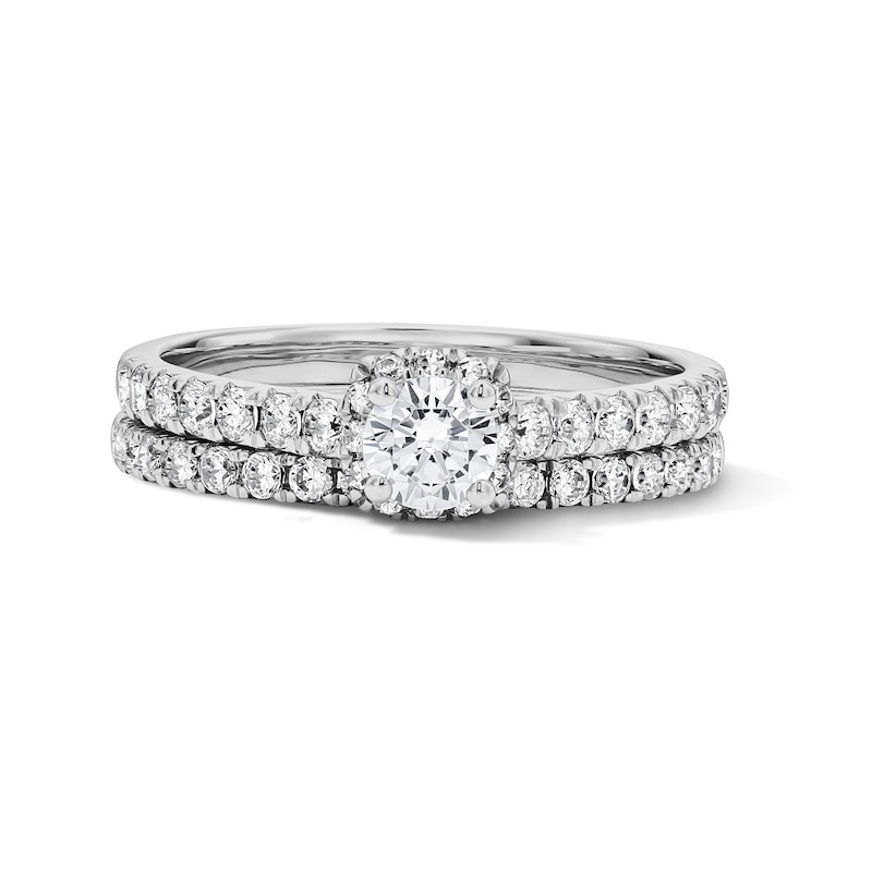 Main Image 1 of 1 CT. T.W. Certified Lab-Grown Diamond Bridal Set in White Sterling Silver (F/VS2)