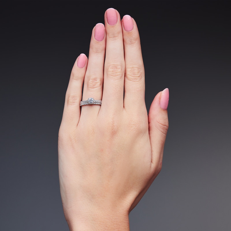 Main Image 2 of 1 CT. T.W. Certified Lab-Grown Diamond Bridal Set in White Sterling Silver (F/VS2)