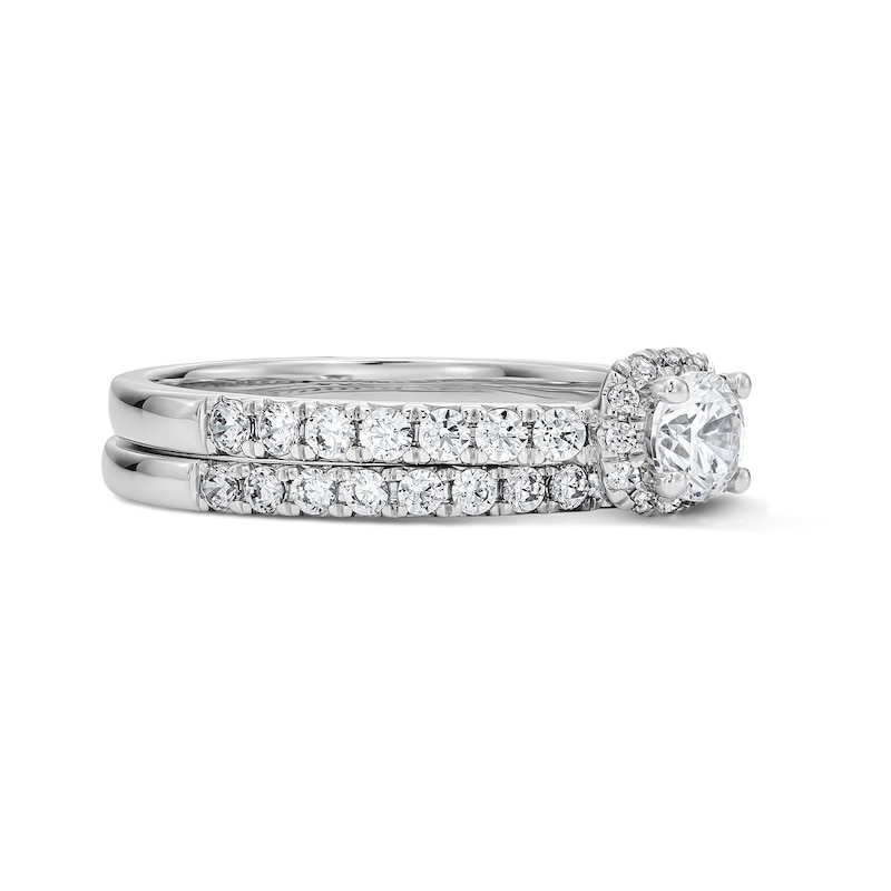 Main Image 4 of 1 CT. T.W. Certified Lab-Grown Diamond Bridal Set in White Sterling Silver (F/VS2)