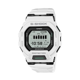 Casio G-Shock MOVE Tracker Digital Watch with Black Dial and White Resin Strap (Model: GBD200-7)