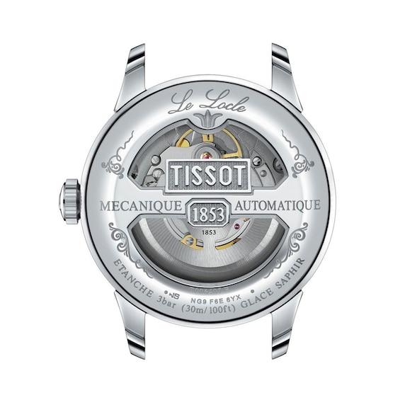 Men's Tissot Le Locle Powermatic 80 Automatic Watch with Silver-Tone Dial Black Leather Strap (Model: T0064071603300)