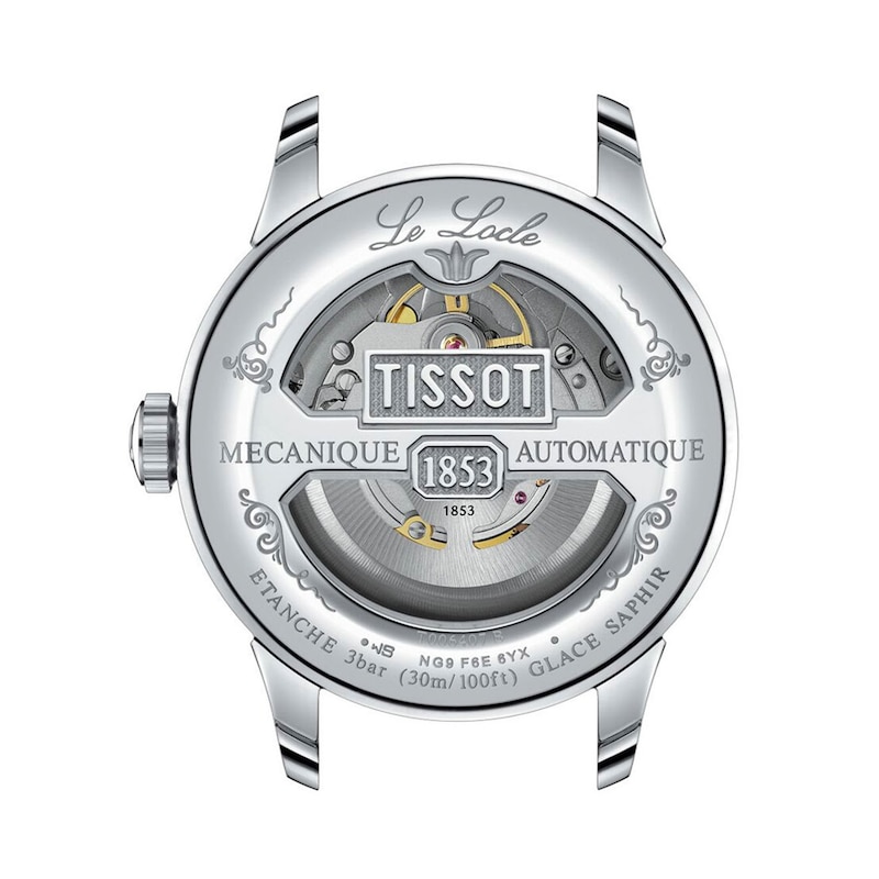 Main Image 2 of Men's Tissot Le Locle Powermatic 80 Automatic Watch with Silver-Tone Dial Black Leather Strap (Model: T0064071603300)