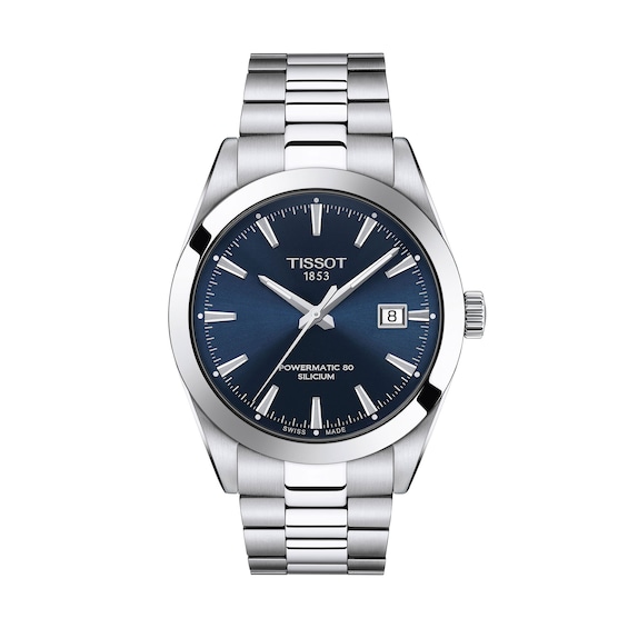 Men's Tissot Gentleman Powermatic 80 Silicium Automatic Watch with Navy Dial (Model: T1274071104100)