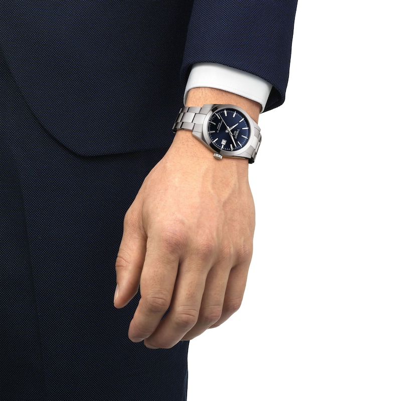 Main Image 5 of Men's Tissot Gentleman Powermatic 80 Silicium Automatic Watch with Navy Dial (Model: T1274071104100)