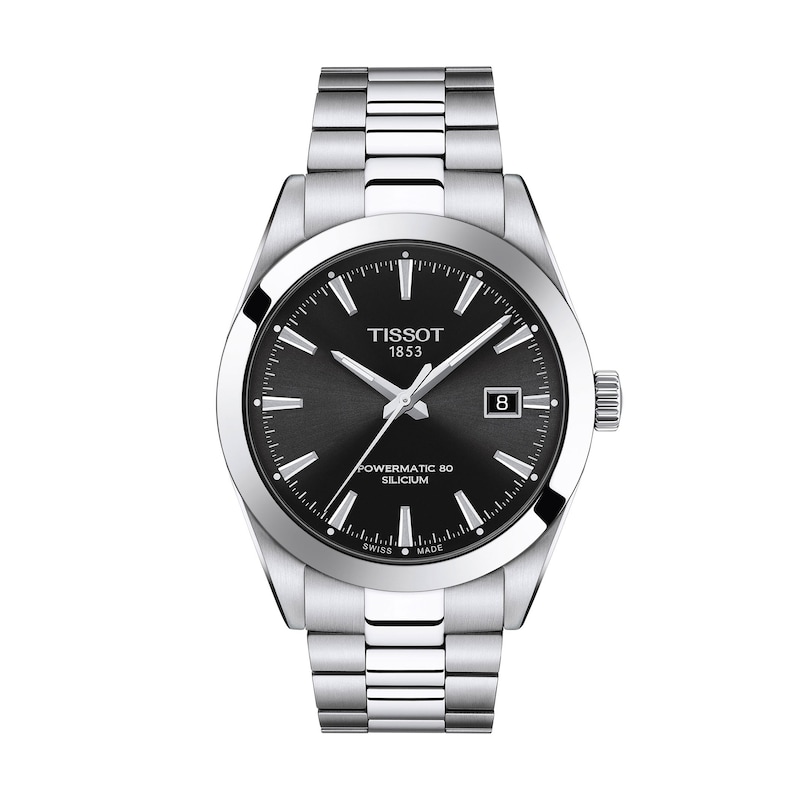 Main Image 1 of Men's Tissot Gentleman Powermatic 80 Silicium Automatic Watch with Black Dial (Model: T1274071105100)