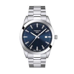 Men's Tissot Gentleman Analog Watch with Navy Dial and Stainless Steel Bracelet (Model: T1274101104100)