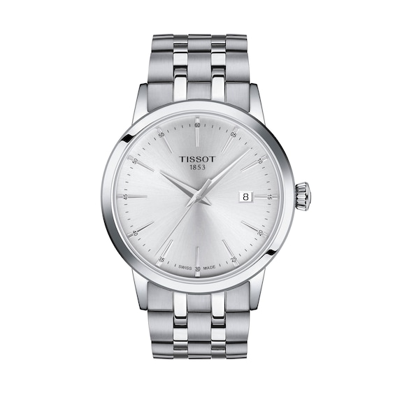 Men's Tissot Classic Dream Analog Watch with Silver-Tone Dial and Stainless Steel Bracelet (Model: T1294101103100)