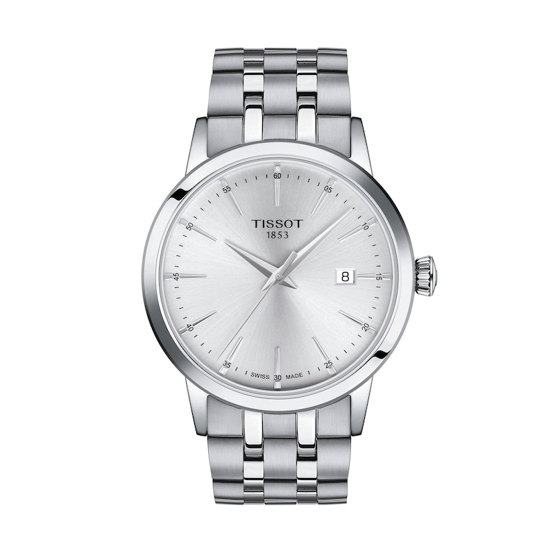 Main Image 1 of Men's Tissot Classic Dream Analog Watch with Silver-Tone Dial and Stainless Steel Bracelet (Model: T1294101103100)