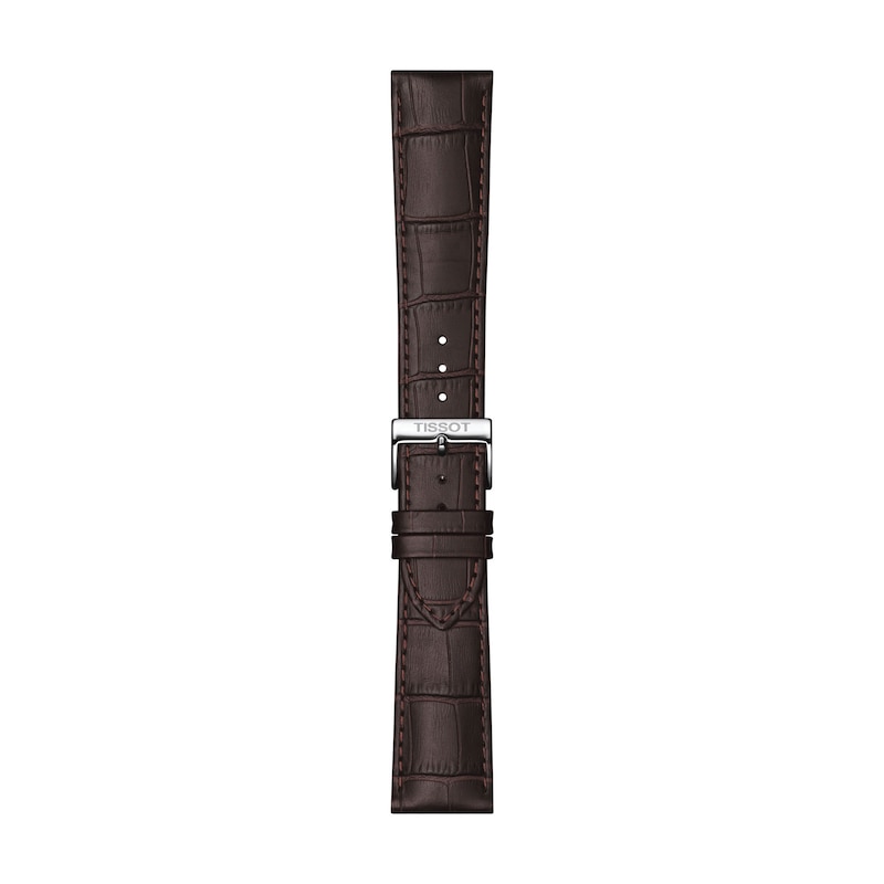 Main Image 4 of Men's Tissot Classic Dream Analog Watch with White Dial and Brown Leather Strap (Model: T1294101601300)