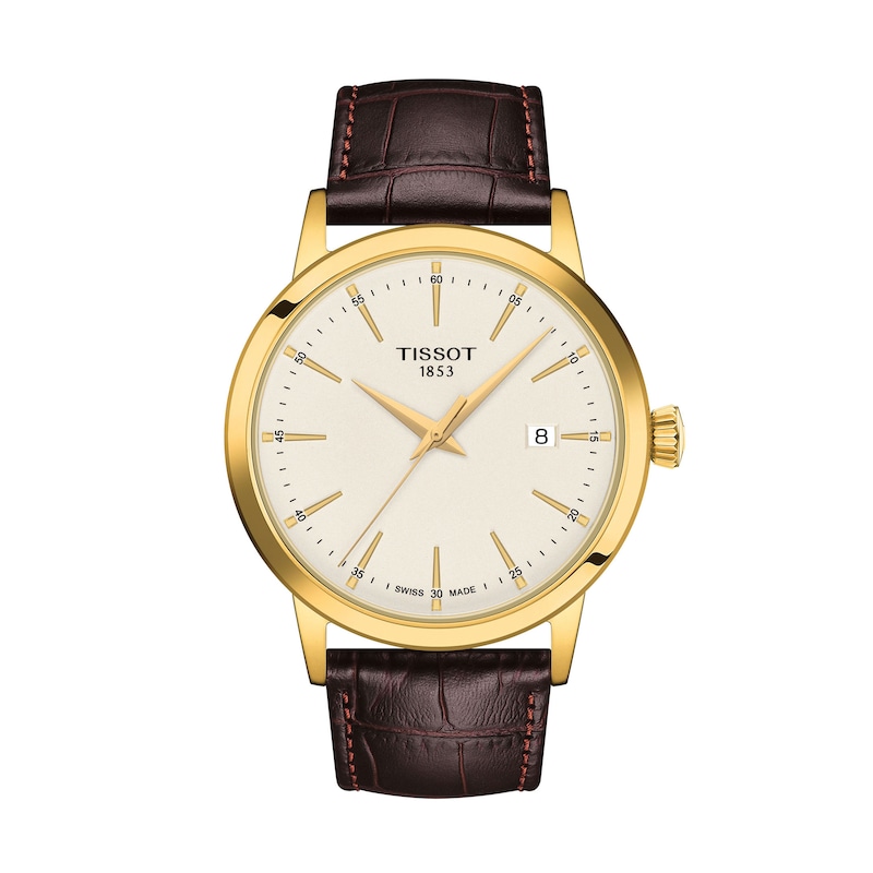 Main Image 1 of Men’s Tissot Classic Dream Analog Watch with Ivory Dial in Gold-Tone PVD Stainless Steel (Model: T1294103626100)