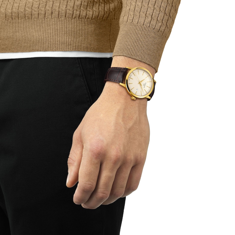 Main Image 5 of Men’s Tissot Classic Dream Analog Watch with Ivory Dial in Gold-Tone PVD Stainless Steel (Model: T1294103626100)