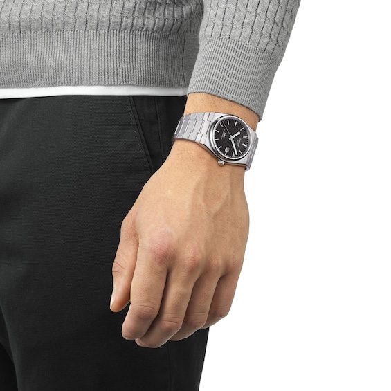 Men's Tissot PRX 40mm Powermatic 80 Automatic Watch with Black Dial (Model: T1374071105100)
