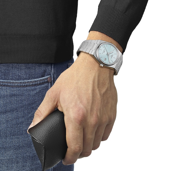 Men's Tissot PRX 40mm Powermatic 80 Automatic Watch with Ice Blue Dial (Model: T1374071135100)