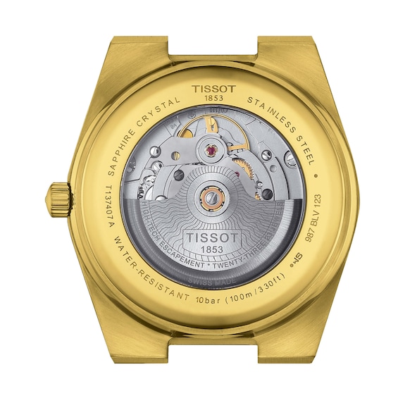 Men's Tissot PRX 40mm Powermatic 80 Automatic Watch with Gold-Tone Dial and PVD Bracelet (Model: T1374073302100)