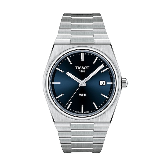 Men's Tissot PRX 40mm Analog Watch with Navy Blue Dial and Stainless Steel Bracelet (Model: T1374101104100)