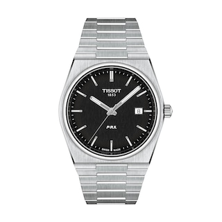 Men's Tissot PRX 40mm Analog Watch with Black Dial and Stainless Steel Bracelet (Model: T1374101105100)