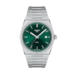 Men's Tissot PRX 40mm Analog Watch with Green Dial and Stainless Steel Bracelet (Model: T1374101109100)