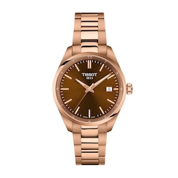 Unisex Tissot PR 100 Analog Watch with Brown Dial and Rose-Tone PVD Bracelet (Model: T1502103329100)