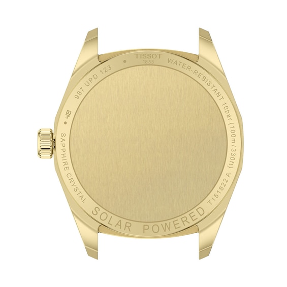 Unisex Tissot PRC 100 Solar Watch with Gold-Tone Dial and PVD Bracelet (Model: T1518223302100)