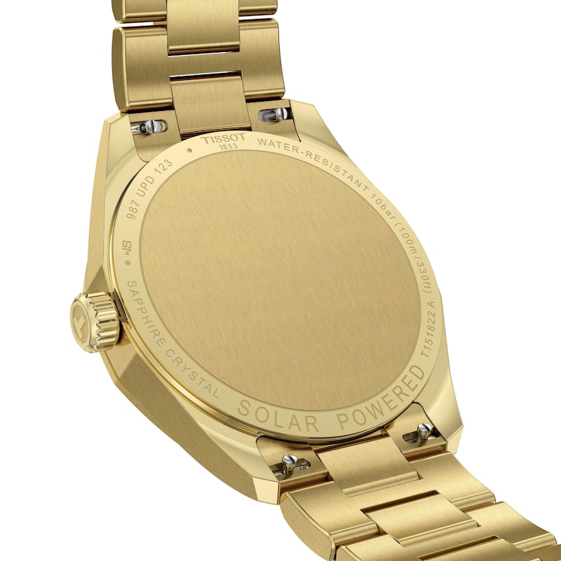 Main Image 6 of Unisex Tissot PRC 100 Solar Watch with Gold-Tone Dial and PVD Bracelet (Model: T1518223302100)