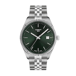 Men's Tissot Ballade Analog Watch with Green Dial and Stainless Steel Bracelet (Model: T1564101109100)